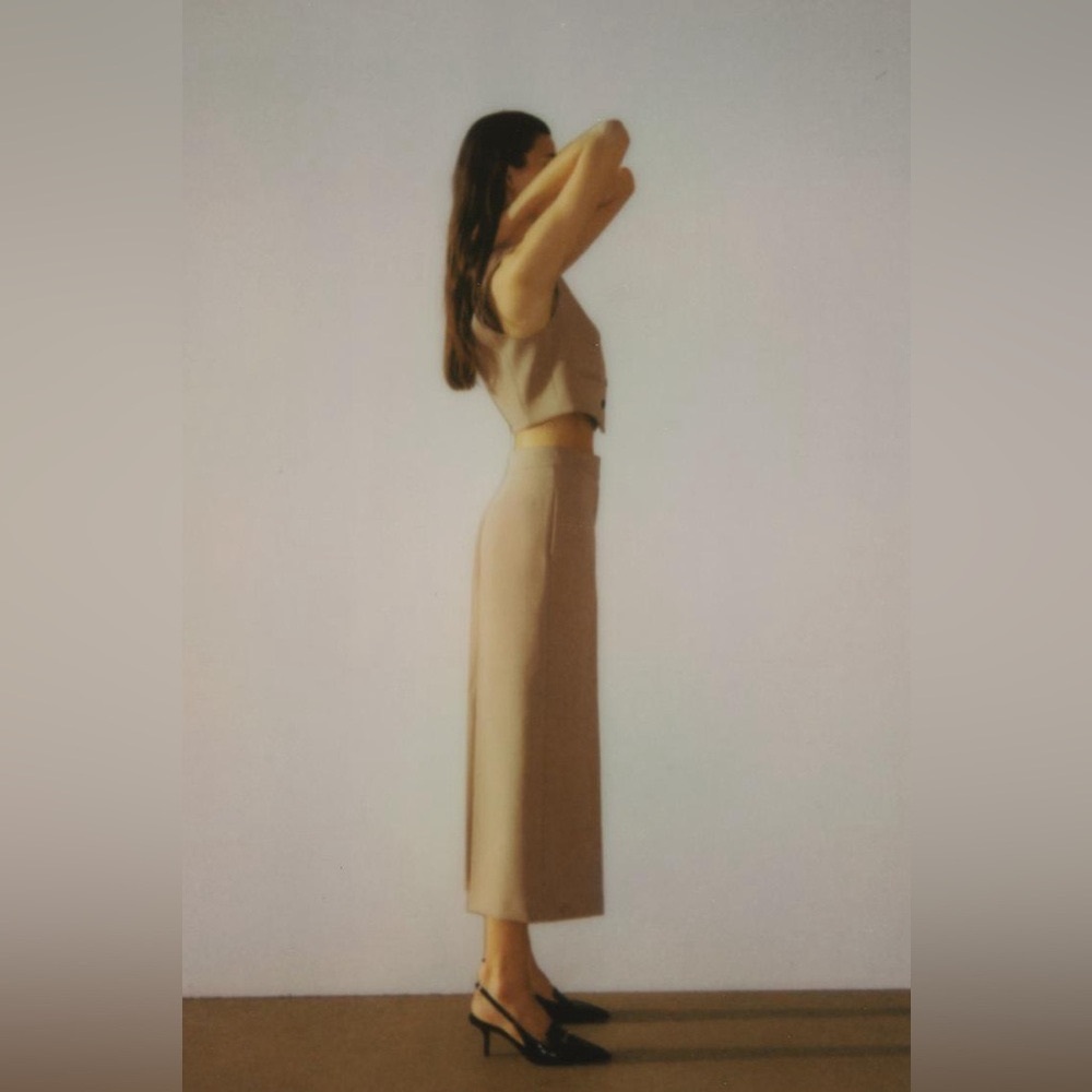 Zara Beige Trousers with Black Accents